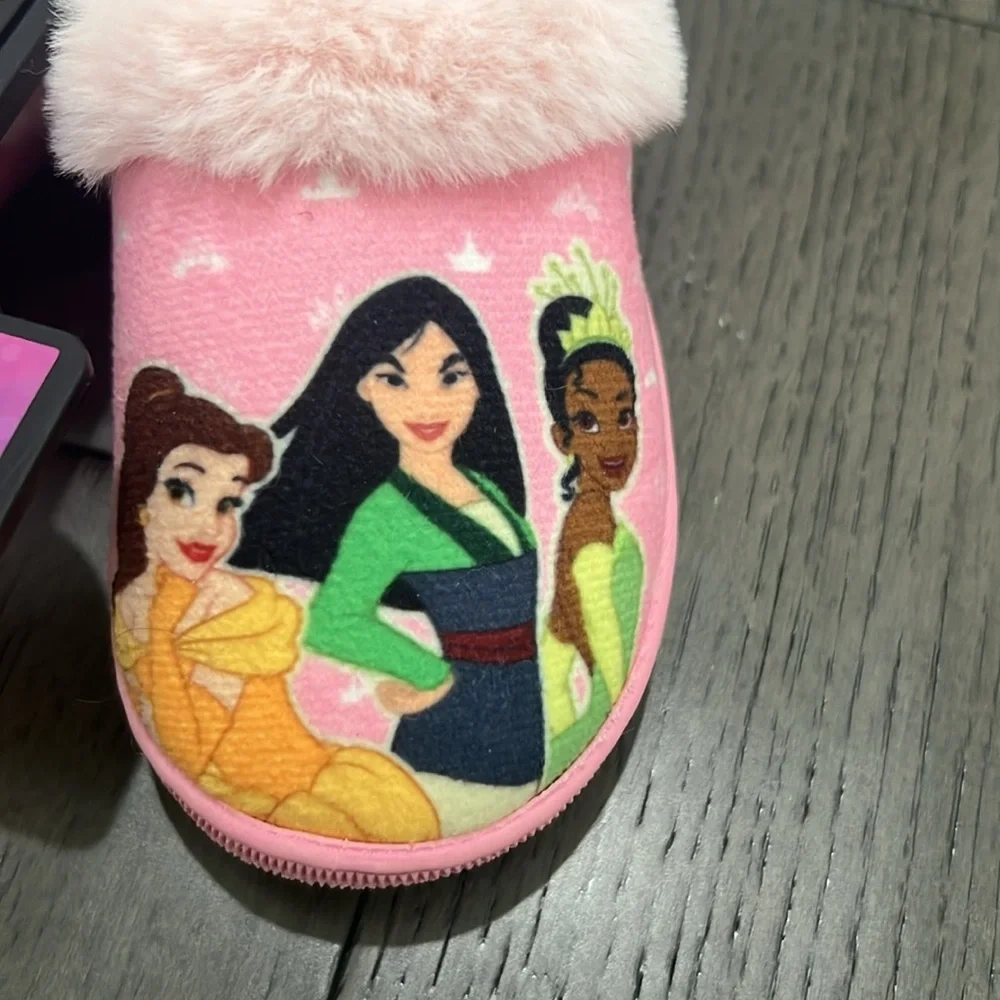NWT Disney princess toddler sling back plush slippers - Picture 2 of 8